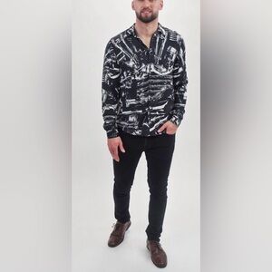 Ksubi The Machine Abstract Print Long Sleeve Button Up Shirt Australia Size S